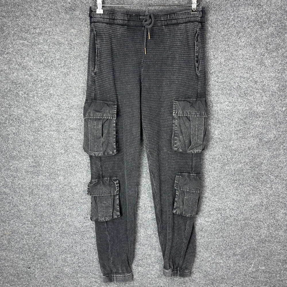 Hard Tail Forever Women's‎ Waffle Knit Cargo Jogger Pants Black Size M